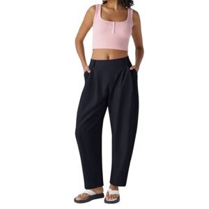 Halara Black Barrel Leg Pull On Style Trouser